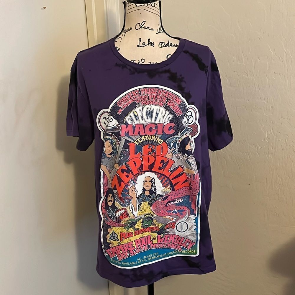 Led Zeppelin Purple Distressed Graphic Shirt Music Band Rock